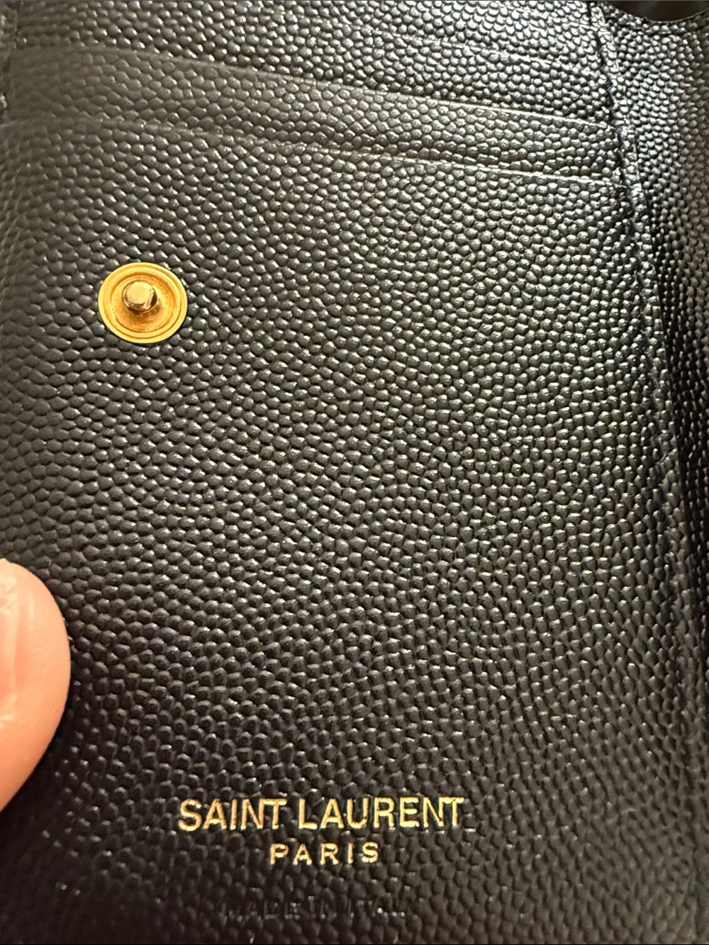 Saint Laurent Black Quilted Leather Compact Wallet with Gold YSL Emblem - Picture 2 of 5